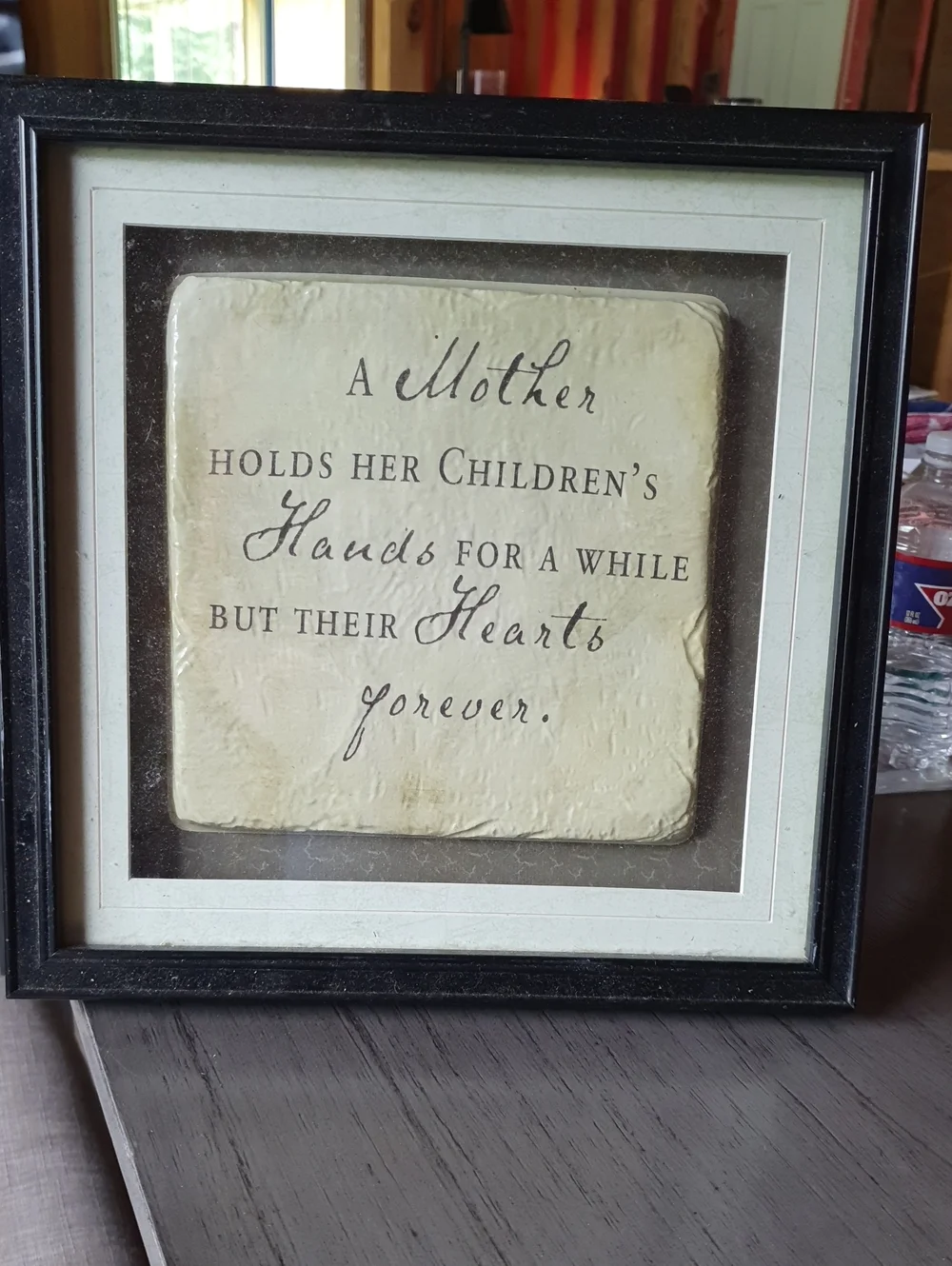 Framed 'A Mother Holds Her Children's Hands' Wall Art - Black